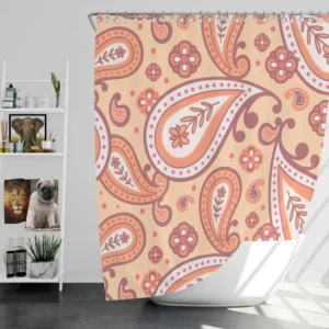 Peach Colored Paisley Design Shower Curtain