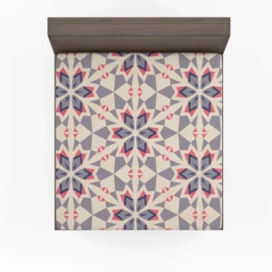 Pink Blue Kaleidoscope Floral Pattern Fitted Sheet