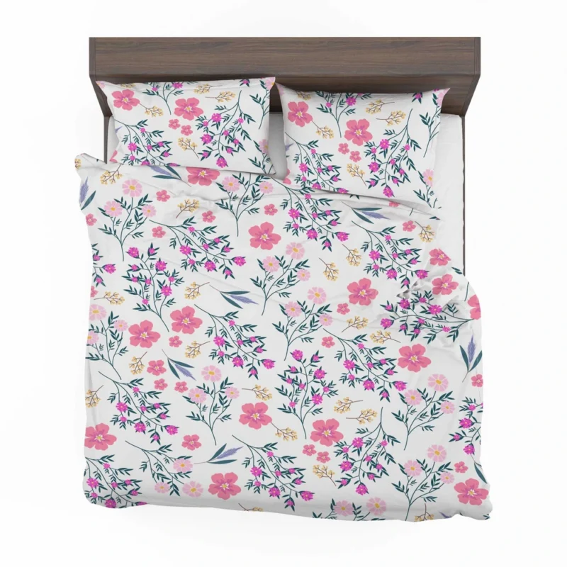 Pink Spring Flowers Pattern Bedding Set 2