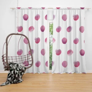 Pink Water colored Polka Dots Curtain