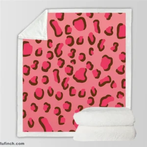 Pink Watercolor Leopard Print Sherpa Fleece Blanket