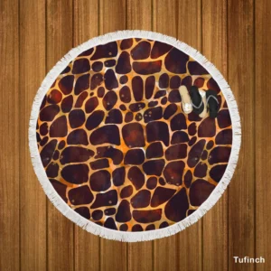 Realistic Giraffe Skin Round Beach Towel