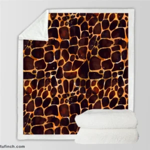 Realistic Giraffe Skin Sherpa Fleece Blanket