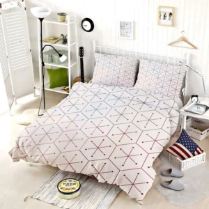 Red Blue Orange Hexagon Pattern Bedding Set
