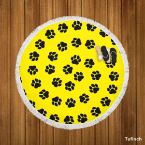 Rotated Pattern Dog Paw Round Beach Towel