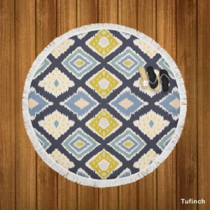 Scandinavian Ikat Pattern Round Beach Towel