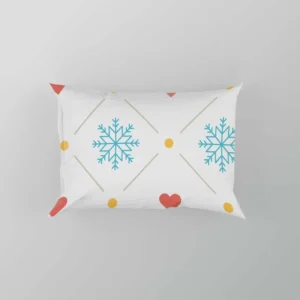 Square Pattern Snowflake Red Hearts Pillow Case