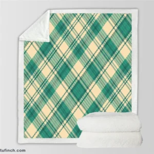 Teal Green Tartan Plaid Pattern Sherpa Fleece Blanket