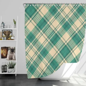 Teal Green Tartan Plaid Pattern Shower Curtain