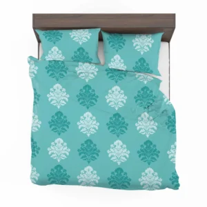 Tiffany Blue  Damask Pattern on Teal Blue Bedding Set 1