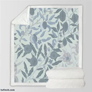 Vintage Botanical Floral Pattern Sherpa Fleece Blanket