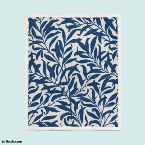 Vintage Leaf Seamless Pattern Sherpa Fleece Blanket 1