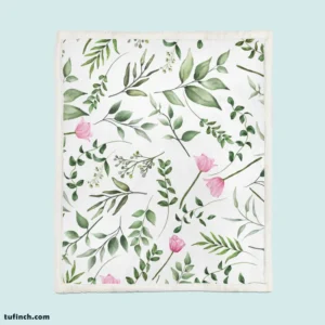 Watercolor Floral Seamless Pattern Sherpa Fleece Blanket 1