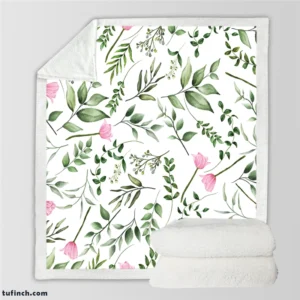 Watercolor Floral Seamless Pattern Sherpa Fleece Blanket