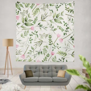 Watercolor Floral Seamless Pattern Wall Tapestry
