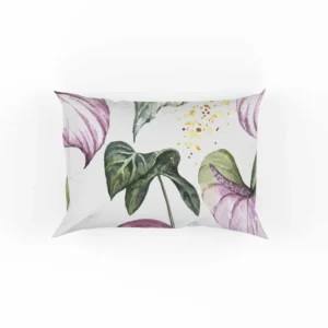 Watercolor Tropical Flowers Pattern in Lilac Purple Pillow Case