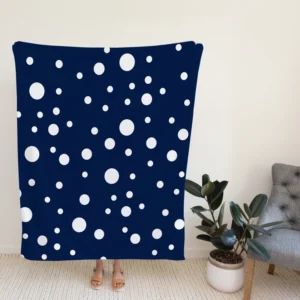 White Polka Dots On Deep Sapphire Fleece Blanket