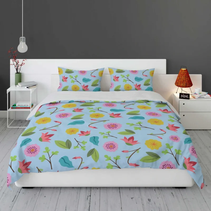 Yellow Pink Small Flowers Bedding Set 1