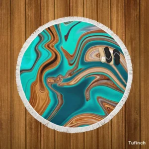 3d Liquid Abstract Design Round Beach Towel