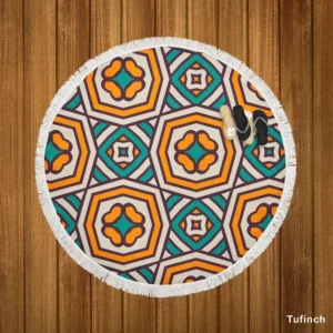 Abstract Batik Pattern Round Beach Towel