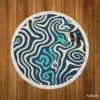 Abstract Blue Swirl Round Beach Towel