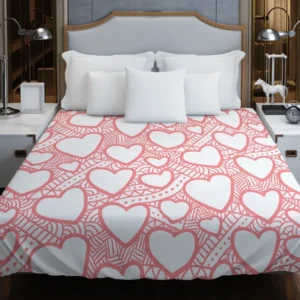 Abstract Pink Love Heart Pattern Duvet Cover