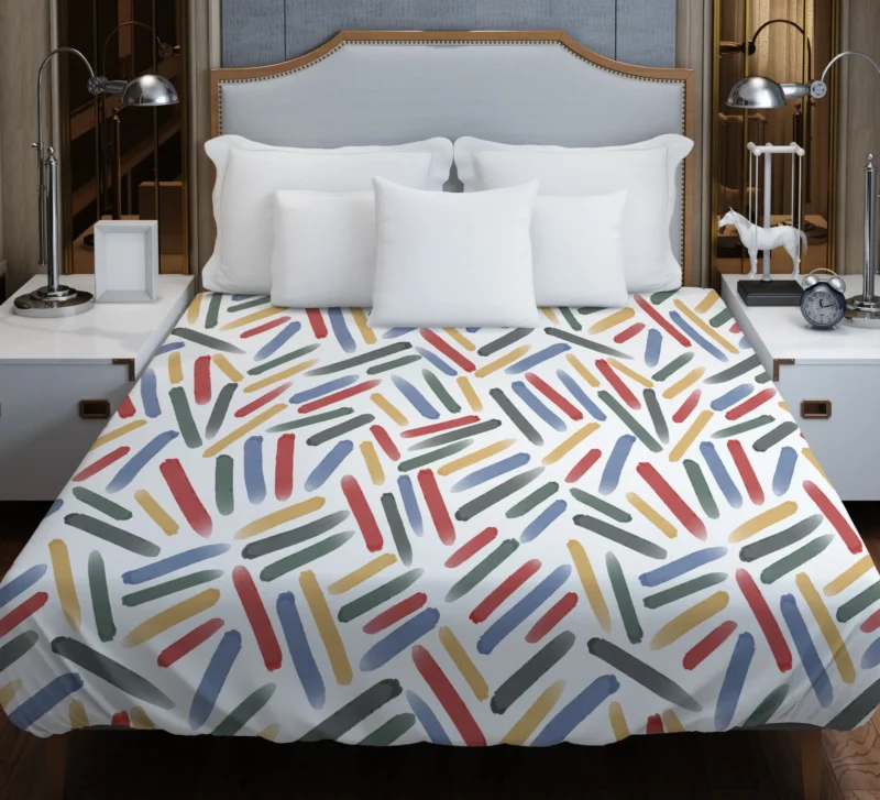 Abstract Watercolor Lines Pattern Duvet Cover