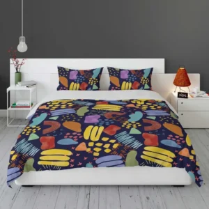 Abstract Watercolor Pattern on Indigo Blue Background Bedding Set 1