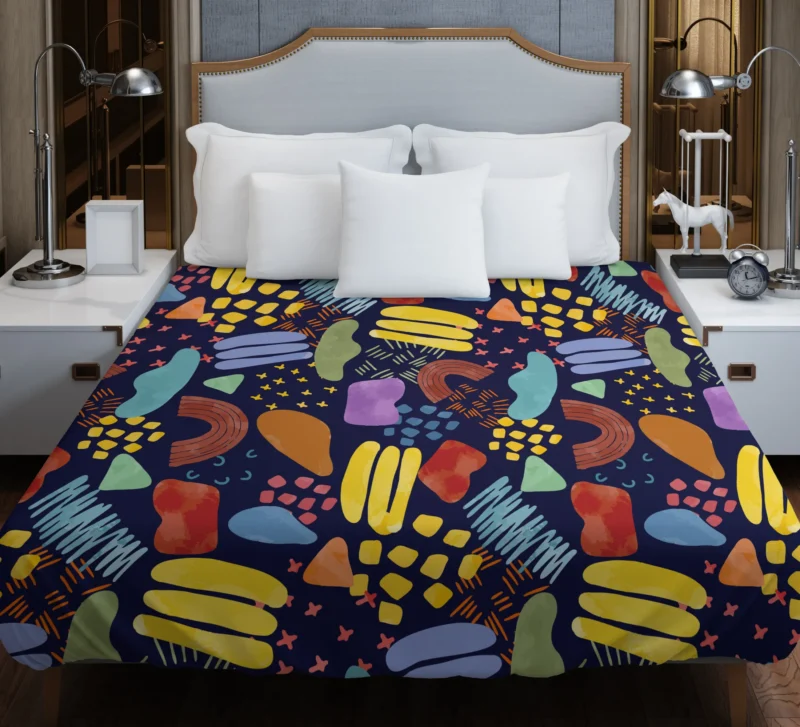 Abstract Watercolor Pattern on Indigo Blue Background Duvet Cover