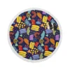 Abstract Watercolor Pattern on Indigo Blue Background Round Beach Towel