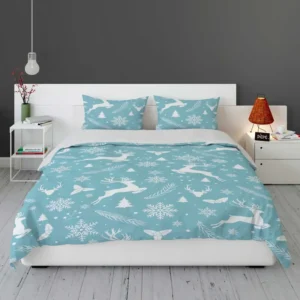 Adorable Winter Deer Seamless Pattern Bedding Set 1