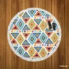African Hand Drawn Pattern Round Beach Towel