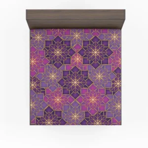 Arabic Geometric Purple Gold Gradient Fitted Sheet