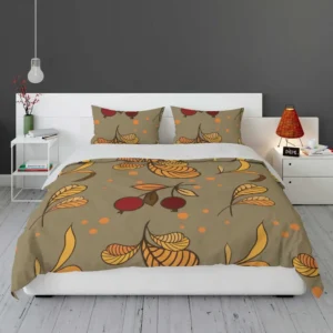 Autumn Leaves Berries Herb Vector Bedding Set 1