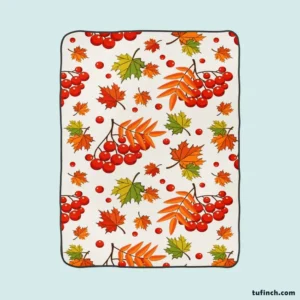 Autumn Rowan Berries Fleece Blanket 1