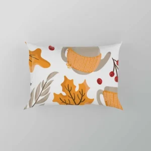 Autumn Season Teapot Berry Maple Leaves Pillow Case