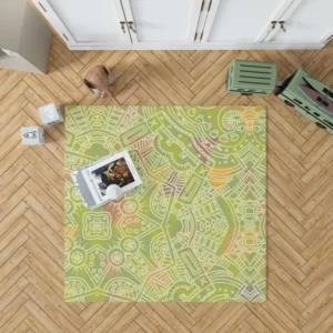 Avocado Green Abstract Pattern Design Rug