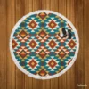 Aztec Tribal Argyle Design Round Beach Towel