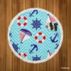 Baby Marine Anchor Sailboats Pattern Round Beach Towel