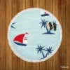 Baby Sailboat Palm Tree Round Beach Towel