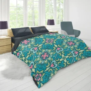 Ball Blue Pink Mexican Talavera Pattern Duvet Cover 1