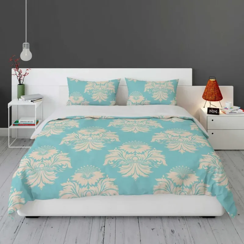 Baroque Damask In Blizzard Blue Bedding Set 1