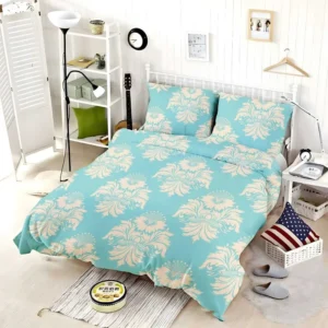 Baroque Damask In Blizzard Blue Bedding Set
