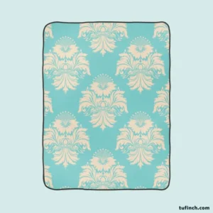 Baroque Damask In Blizzard Blue Fleece Blanket 1