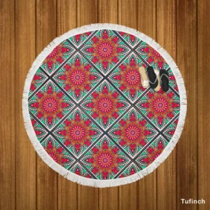 Batik Indonesian Ethnic Design Round Beach Towel