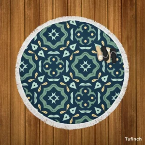 Beautiful Colored Ethnic Pattern Round Beach Towel