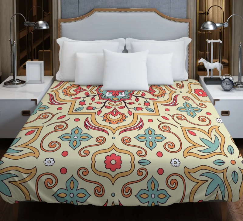 Beautiful Hand Drawn Persian Carpet Pattern Duvet Cover
