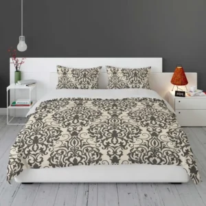 Beautiful Seamless Black Damask Pattern Bedding Set 1