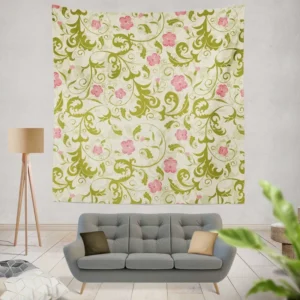 Beautiful Small Pink Floral Pattern Wall Tapestry