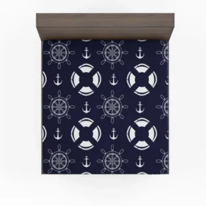 Black Rock Background Lifebuoy Anchor Wheel Fitted Sheet